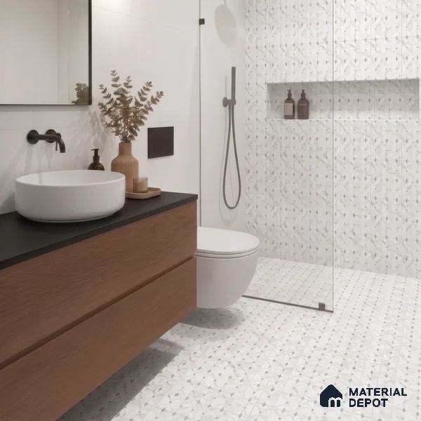 Moroccan Wall & Floor Tile TL 10013 | CRV-103 | 1 ft x 1 ft Matte Finish Ceramic Tile - 10 mm | Suitable for Bathroom, Kitchen, Balcony | Please Expect a Slight Variation of Pattern