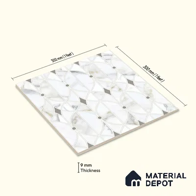 Moroccan Wall & Floor Tile TL 10013 | CRV-103 | 1 ft x 1 ft Matte Finish Ceramic Tile - 10 mm | Suitable for Bathroom, Kitchen, Balcony | Please Expect a Slight Variation of Pattern