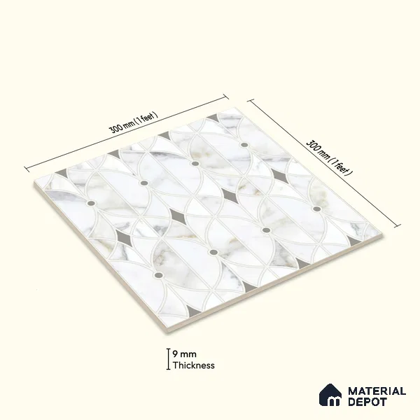 Moroccan Wall & Floor Tile TL 10013 | CRV-103 | 1 ft x 1 ft Matte Finish Ceramic Tile - 10 mm | Suitable for Bathroom, Kitchen, Balcony | Please Expect a Slight Variation of Pattern