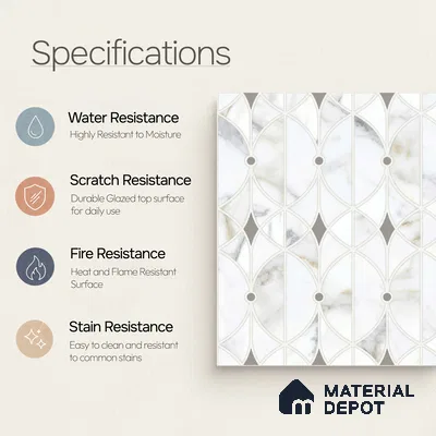 Moroccan Wall & Floor Tile TL 10013 | CRV-103 | 1 ft x 1 ft Matte Finish Ceramic Tile - 10 mm | Suitable for Bathroom, Kitchen, Balcony | Please Expect a Slight Variation of Pattern