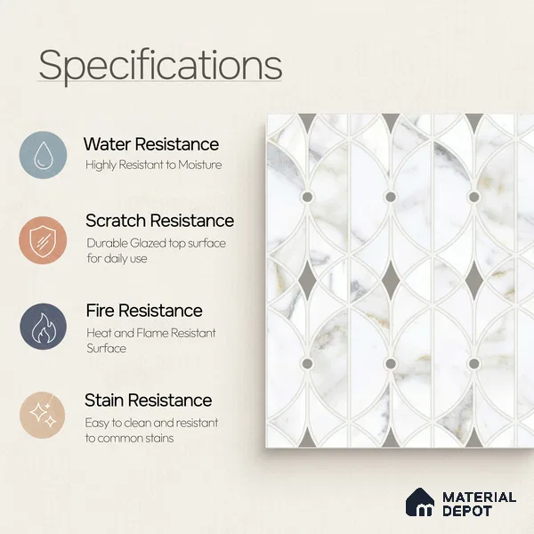 Moroccan Wall & Floor Tile TL 10013 | CRV-103 | 1 ft x 1 ft Matte Finish Ceramic Tile - 10 mm | Suitable for Bathroom, Kitchen, Balcony | Please Expect a Slight Variation of Pattern
