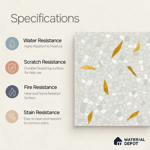 Moroccan Wall & Floor Tile TL 10014 | CRV104 | 1 ft x 1 ft Matte Finish Ceramic Tile - 10 mm | Suitable for Bathroom, Kitchen, Balcony | Please Expect a Slight Variation of Pattern