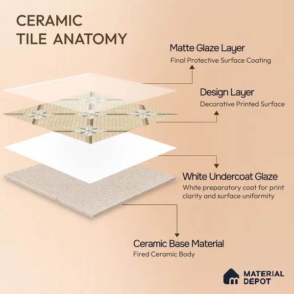 Moroccan Wall & Floor Tile TL 10016 | CRV-106 | 1 ft x 1 ft Matte Finish Ceramic Tile - 10 mm | Suitable for Bathroom, Kitchen, Balcony | Please Expect a Slight Variation of Pattern