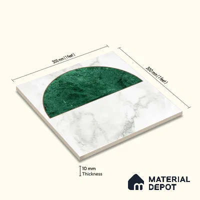 Moroccan Floor & Wall Tile TL 10017 | CRV-107 | 1 ft x 1 ft Matte Finish Ceramic Tile - 10 mm | Suitable for Bathroom, Kitchen, Balcony | Please Expect a Slight Variation of Pattern