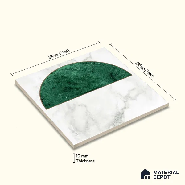 Moroccan Floor & Wall Tile TL 10017 | CRV-107 | 1 ft x 1 ft Matte Finish Ceramic Tile - 10 mm | Suitable for Bathroom, Kitchen, Balcony | Please Expect a Slight Variation of Pattern