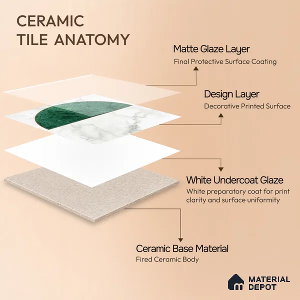 Moroccan Floor & Wall Tile TL 10017 | CRV-107 | 1 ft x 1 ft Matte Finish Ceramic Tile - 10 mm | Suitable for Bathroom, Kitchen, Balcony | Please Expect a Slight Variation of Pattern