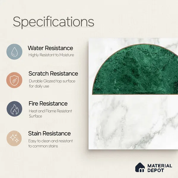 Moroccan Floor & Wall Tile TL 10017 | CRV-107 | 1 ft x 1 ft Matte Finish Ceramic Tile - 10 mm | Suitable for Bathroom, Kitchen, Balcony | Please Expect a Slight Variation of Pattern