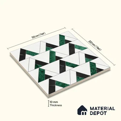 Moroccan Wall Tile TL 10018 | CRV-109 | 1 ft x 1 ft Matte Finish Ceramic Tile - 10 mm | Suitable for Bathroom, Kitchen, Balcony | Please Expect a Slight Variation of Pattern