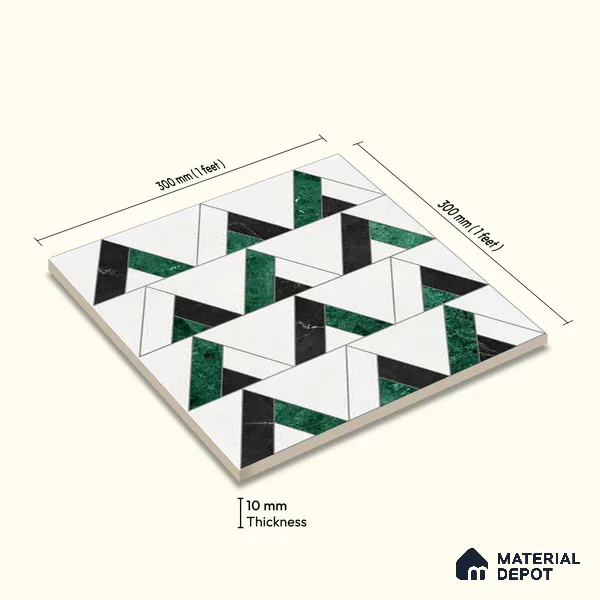 Moroccan Wall Tile TL 10018 | CRV-109 | 1 ft x 1 ft Matte Finish Ceramic Tile - 10 mm | Suitable for Bathroom, Kitchen, Balcony | Please Expect a Slight Variation of Pattern