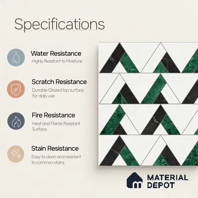 Moroccan Wall Tile TL 10018 | CRV-109 | 1 ft x 1 ft Matte Finish Ceramic Tile - 10 mm | Suitable for Bathroom, Kitchen, Balcony | Please Expect a Slight Variation of Pattern