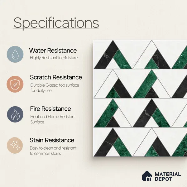Moroccan Wall Tile TL 10018 | CRV-109 | 1 ft x 1 ft Matte Finish Ceramic Tile - 10 mm | Suitable for Bathroom, Kitchen, Balcony | Please Expect a Slight Variation of Pattern