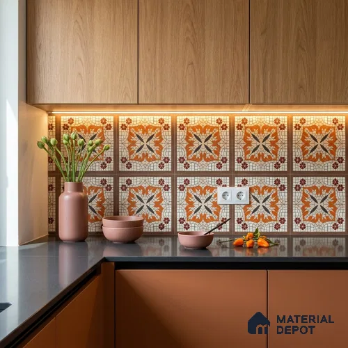 Moroccan Wall Tile TL 10019 B | CRV-111 | 1 ft x 1 ft Matte Finish Ceramic Tile - 10 mm | Suitable for Bathroom, Kitchen, Balcony | Please Expect a Slight Variation of Pattern