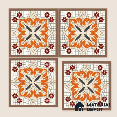 Moroccan Wall Tile TL 10019 B | CRV-111 | 1 ft x 1 ft Matte Finish Ceramic Tile - 10 mm | Suitable for Bathroom, Kitchen, Balcony | Please Expect a Slight Variation of Pattern