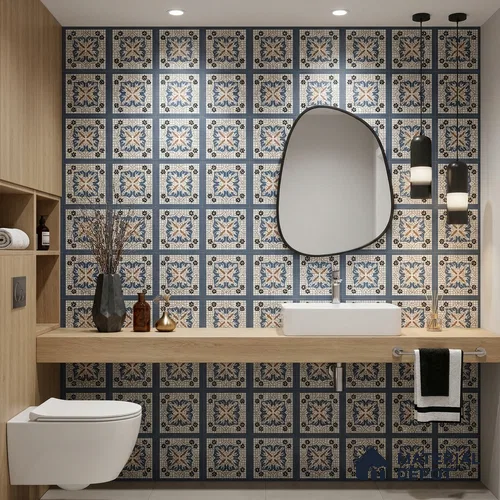 Moroccan Wall Tile TL 10019 | CRV-110 | 1 ft x 1 ft Matte Finish Ceramic Tile - 10 mm | Suitable for Bathroom, Kitchen, Balcony | Please Expect a Slight Variation of Pattern