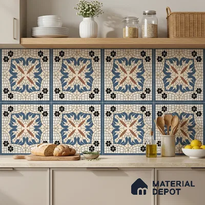 Moroccan Wall Tile TL 10019 | CRV-110 | 1 ft x 1 ft Matte Finish Ceramic Tile - 10 mm | Suitable for Bathroom, Kitchen, Balcony | Please Expect a Slight Variation of Pattern