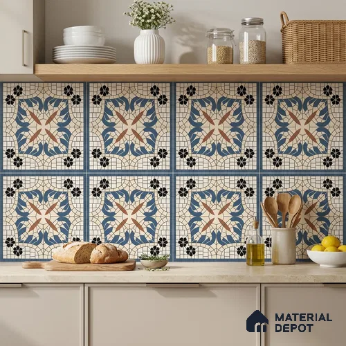 Moroccan Wall Tile TL 10019 | CRV-110 | 1 ft x 1 ft Matte Finish Ceramic Tile - 10 mm | Suitable for Bathroom, Kitchen, Balcony | Please Expect a Slight Variation of Pattern