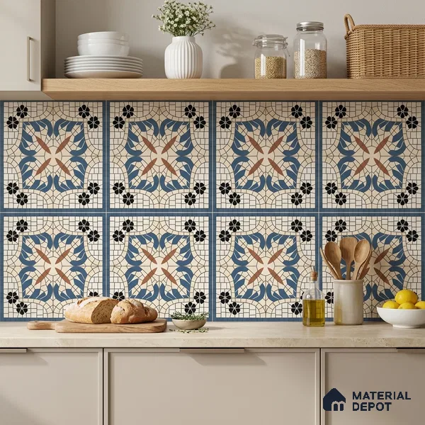 Moroccan Wall Tile TL 10019 | CRV-110 | 1 ft x 1 ft Matte Finish Ceramic Tile - 10 mm | Suitable for Bathroom, Kitchen, Balcony | Please Expect a Slight Variation of Pattern