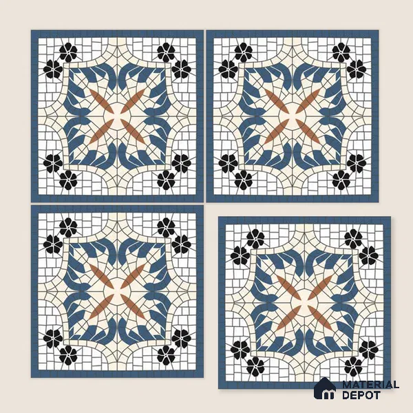 Moroccan Wall Tile TL 10019 | CRV-110 | 1 ft x 1 ft Matte Finish Ceramic Tile - 10 mm | Suitable for Bathroom, Kitchen, Balcony | Please Expect a Slight Variation of Pattern