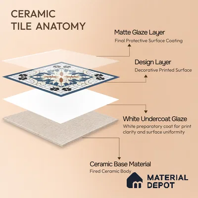 Moroccan Wall Tile TL 10019 | CRV-110 | 1 ft x 1 ft Matte Finish Ceramic Tile - 10 mm | Suitable for Bathroom, Kitchen, Balcony | Please Expect a Slight Variation of Pattern
