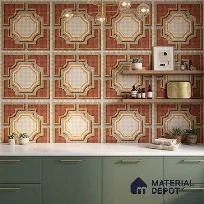Moroccan Wall & Floor Tile TL 10020 B | CRV-113 | 1 ft x 1 ft Matte Finish Ceramic Tile - 10 mm | Suitable for Bathroom, Kitchen, Dining Area | Please Expect a Slight Variation of Pattern