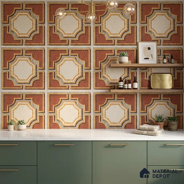 Moroccan Wall & Floor Tile TL 10020 B | CRV-113 | 1 ft x 1 ft Matte Finish Ceramic Tile - 10 mm | Suitable for Bathroom, Kitchen, Dining Area | Please Expect a Slight Variation of Pattern