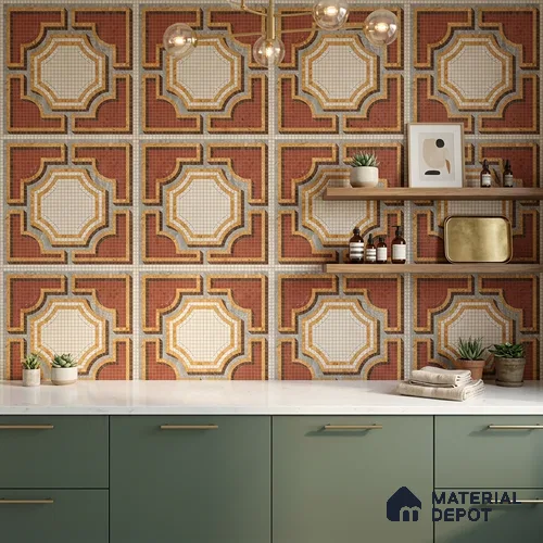 Moroccan Wall & Floor Tile TL 10020 B | CRV-113 | 1 ft x 1 ft Matte Finish Ceramic Tile - 10 mm | Suitable for Bathroom, Kitchen, Dining Area | Please Expect a Slight Variation of Pattern