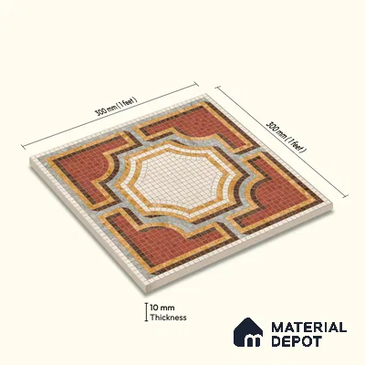 Moroccan Wall & Floor Tile TL 10020 B | CRV-113 | 1 ft x 1 ft Matte Finish Ceramic Tile - 10 mm | Suitable for Bathroom, Kitchen, Dining Area | Please Expect a Slight Variation of Pattern