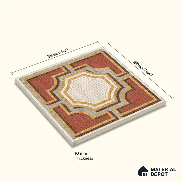 Moroccan Wall & Floor Tile TL 10020 B | CRV-113 | 1 ft x 1 ft Matte Finish Ceramic Tile - 10 mm | Suitable for Bathroom, Kitchen, Dining Area | Please Expect a Slight Variation of Pattern
