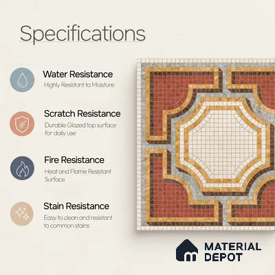 Moroccan Wall & Floor Tile TL 10020 B | CRV-113 | 1 ft x 1 ft Matte Finish Ceramic Tile - 10 mm | Suitable for Bathroom, Kitchen, Dining Area | Please Expect a Slight Variation of Pattern