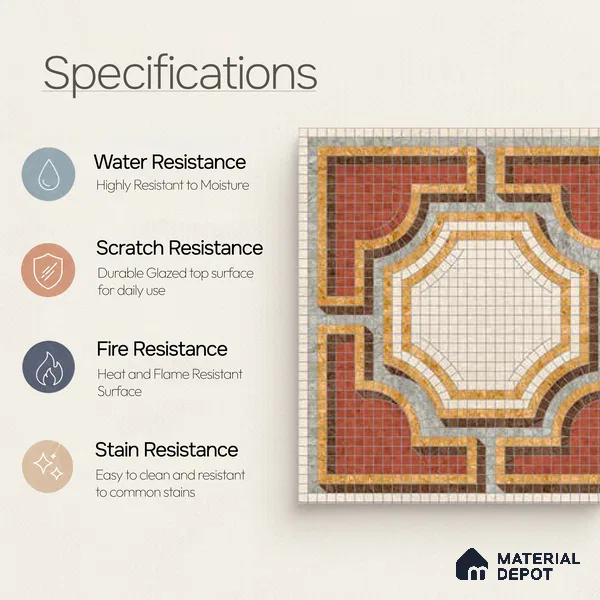 Moroccan Wall & Floor Tile TL 10020 B | CRV-113 | 1 ft x 1 ft Matte Finish Ceramic Tile - 10 mm | Suitable for Bathroom, Kitchen, Dining Area | Please Expect a Slight Variation of Pattern