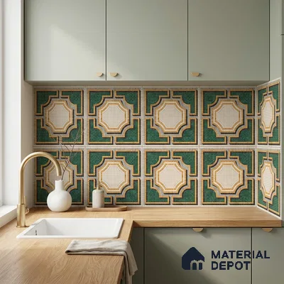 Moroccan Wall & Floor Tile TL 10020 | CRV-112 | 1 ft x 1 ft Matte Finish Ceramic Tile - 10 mm | Suitable for Bathroom, Kitchen, Dining Area | Please Expect a Slight Variation of Pattern