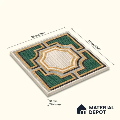 Moroccan Wall & Floor Tile TL 10020 | CRV-112 | 1 ft x 1 ft Matte Finish Ceramic Tile - 10 mm | Suitable for Bathroom, Kitchen, Dining Area | Please Expect a Slight Variation of Pattern