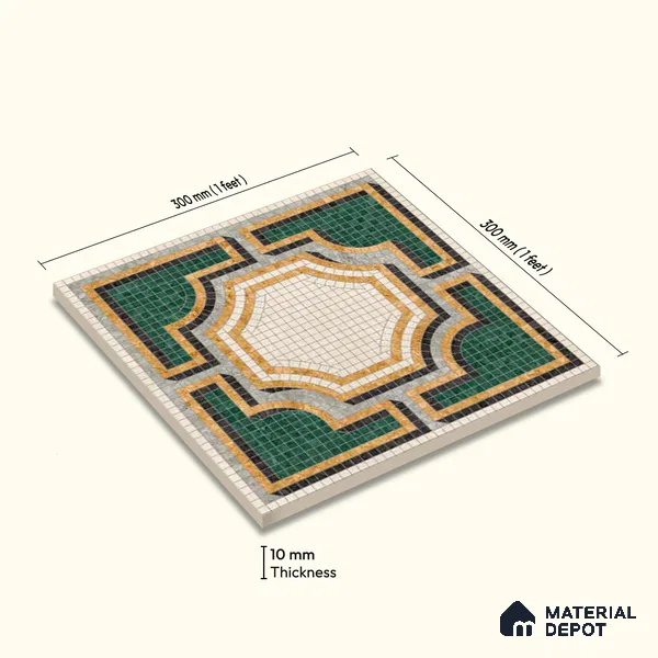 Moroccan Wall & Floor Tile TL 10020 | CRV-112 | 1 ft x 1 ft Matte Finish Ceramic Tile - 10 mm | Suitable for Bathroom, Kitchen, Dining Area | Please Expect a Slight Variation of Pattern