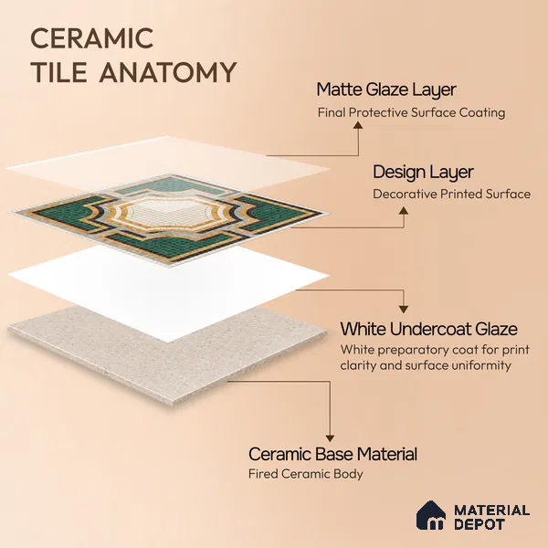 Moroccan Wall & Floor Tile TL 10020 | CRV-112 | 1 ft x 1 ft Matte Finish Ceramic Tile - 10 mm | Suitable for Bathroom, Kitchen, Dining Area | Please Expect a Slight Variation of Pattern