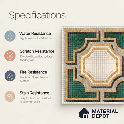 Moroccan Wall & Floor Tile TL 10020 | CRV-112 | 1 ft x 1 ft Matte Finish Ceramic Tile - 10 mm | Suitable for Bathroom, Kitchen, Dining Area | Please Expect a Slight Variation of Pattern