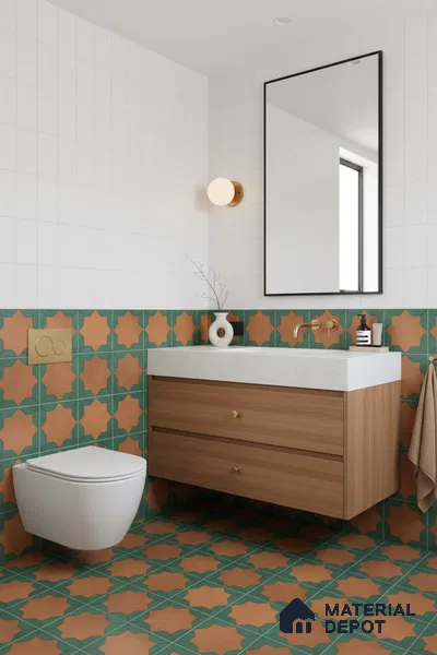 Wall & Floor Tile TL 10021 | CRV-114 | 1 ft x 1 ft  Finish Ceramic Tile - 10 mm | Suitable for Living Room, Bedroom, Bathroom & Kitchen | Please Expect a Slight Variation of Pattern