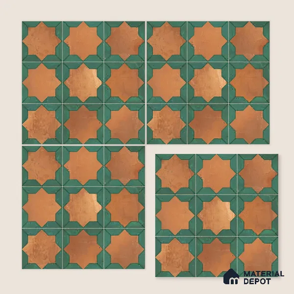 Moroccan Wall & Floor Tile TL 10021 | CRV-114 | 1 ft x 1 ft Matte Finish Ceramic Tile - 10 mm | Suitable for Bathroom, Kitchen, Balcony | Please Expect a Slight Variation of Pattern