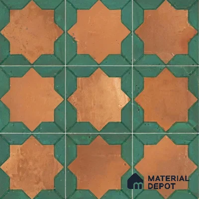 Moroccan Wall & Floor Tile TL 10021 | CRV-114 | 1 ft x 1 ft Matte Finish Ceramic Tile - 10 mm | Suitable for Bathroom, Kitchen, Balcony | Please Expect a Slight Variation of Pattern