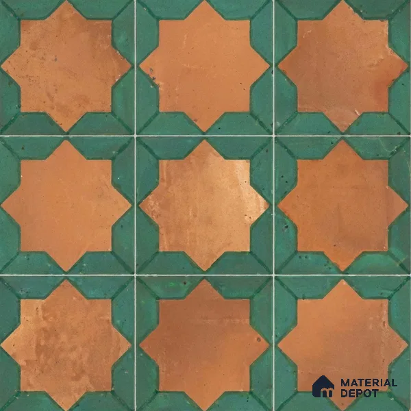 Moroccan Wall & Floor Tile TL 10021 | CRV-114 | 1 ft x 1 ft Matte Finish Ceramic Tile - 10 mm | Suitable for Bathroom, Kitchen, Balcony | Please Expect a Slight Variation of Pattern