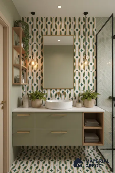 Moroccan Wall & Floor Tile TL 10022 | CRV-115 | 1 ft x 1 ft Matte Finish Ceramic Tile - 10 mm | Suitable for Bathroom, Kitchen, Balcony | Please Expect a Slight Variation of Pattern