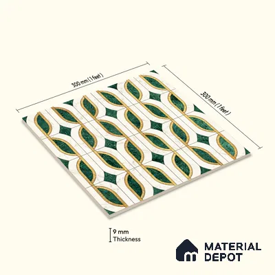 Moroccan Wall & Floor Tile TL 10022 | CRV-115 | 1 ft x 1 ft Matte Finish Ceramic Tile - 10 mm | Suitable for Bathroom, Kitchen, Balcony | Please Expect a Slight Variation of Pattern