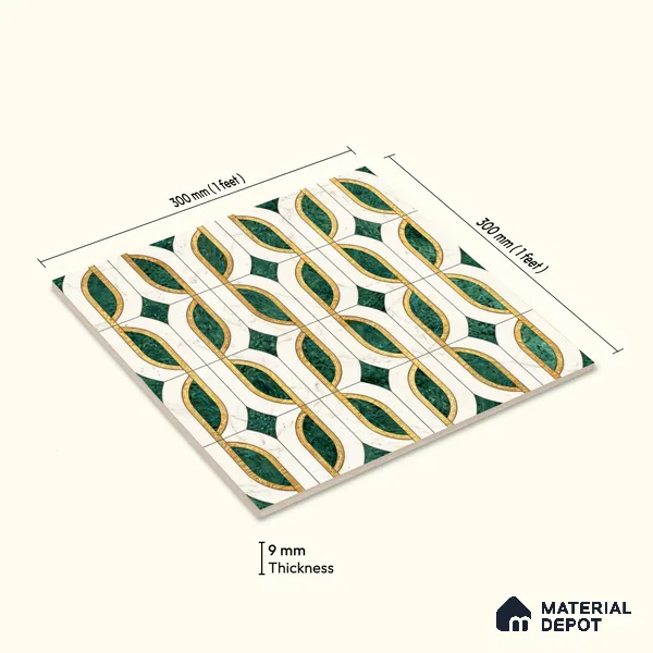 Moroccan Wall & Floor Tile TL 10022 | CRV-115 | 1 ft x 1 ft Matte Finish Ceramic Tile - 10 mm | Suitable for Bathroom, Kitchen, Balcony | Please Expect a Slight Variation of Pattern