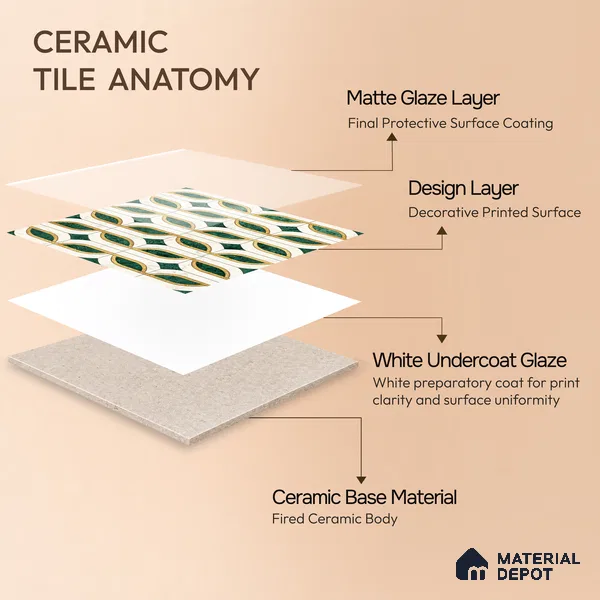 Moroccan Wall & Floor Tile TL 10022 | CRV-115 | 1 ft x 1 ft Matte Finish Ceramic Tile - 10 mm | Suitable for Bathroom, Kitchen, Balcony | Please Expect a Slight Variation of Pattern