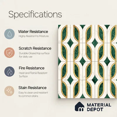 Moroccan Wall & Floor Tile TL 10022 | CRV-115 | 1 ft x 1 ft Matte Finish Ceramic Tile - 10 mm | Suitable for Bathroom, Kitchen, Balcony | Please Expect a Slight Variation of Pattern