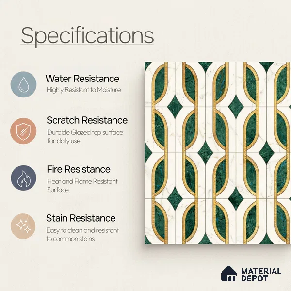 Moroccan Wall & Floor Tile TL 10022 | CRV-115 | 1 ft x 1 ft Matte Finish Ceramic Tile - 10 mm | Suitable for Bathroom, Kitchen, Balcony | Please Expect a Slight Variation of Pattern