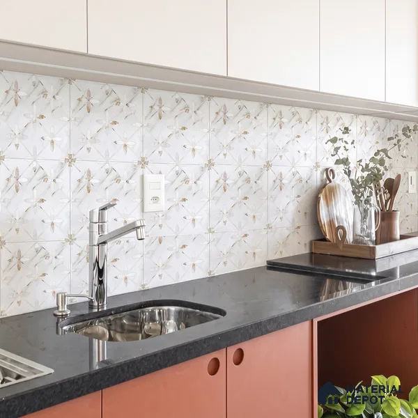 Moroccan Wall & Floor Tile TL 10023 | CRV-39 | 1 ft x 1 ft Matte Finish Ceramic Tile - 10 mm | Suitable for Bathroom, Kitchen, Balcony | Please Expect a Slight Variation of Pattern