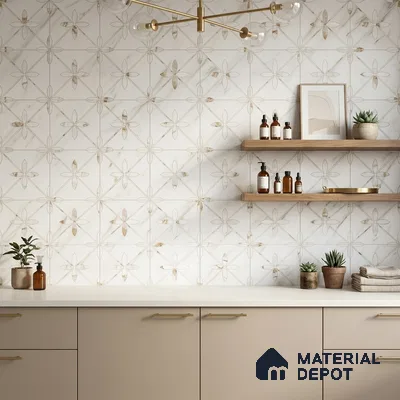 Moroccan Wall & Floor Tile TL 10023 | CRV-39 | 1 ft x 1 ft Matte Finish Ceramic Tile - 10 mm | Suitable for Bathroom, Kitchen, Balcony | Please Expect a Slight Variation of Pattern