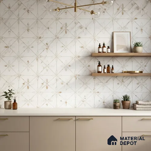 Moroccan Wall & Floor Tile TL 10023 | CRV-39 | 1 ft x 1 ft Matte Finish Ceramic Tile - 10 mm | Suitable for Bathroom, Kitchen, Balcony | Please Expect a Slight Variation of Pattern