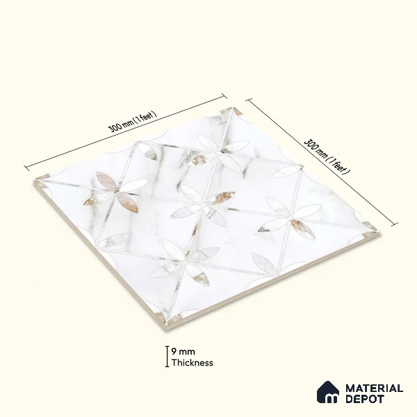 Moroccan Wall & Floor Tile TL 10023 | CRV-39 | 1 ft x 1 ft Matte Finish Ceramic Tile - 10 mm | Suitable for Bathroom, Kitchen, Balcony | Please Expect a Slight Variation of Pattern