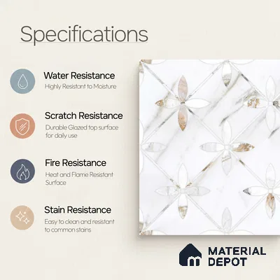 Moroccan Wall & Floor Tile TL 10023 | CRV-39 | 1 ft x 1 ft Matte Finish Ceramic Tile - 10 mm | Suitable for Bathroom, Kitchen, Balcony | Please Expect a Slight Variation of Pattern